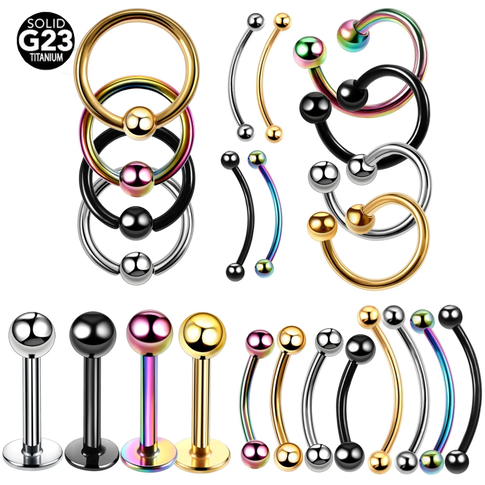

4pcs/lot G23 Titanium Piercing Nose Lip Eyebrow Ear Septum Cartilage Helix Piercing Captive Hoop Rings Labret Nariz Body Jewelry