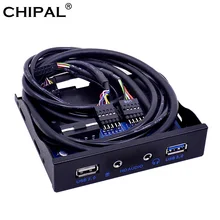 CHIPAL 20 Pin 4 порта USB 3,0 Передняя панель USB 2,0 концентратор HD аудио 3,5 мм разъем для наушников интерфейс микрофона для ПК рабочего стола 3," флоппи-отсек