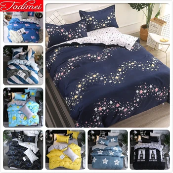 

Galaxy Star Pattern AB Double Side Duvet Cover 3/4 pcs Bedding Set Adult Kids Child Soft Cotton Bed Linen Single Queen King Size