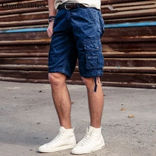 Мужские шорты Карго в стиле милитари, брендовые новые армейские шорты с большим количеством карманов, мужские хлопковые свободные рабочие повседневные короткие штаны, большие размеры, без пояса 772