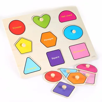 

Baby Wooden Math Toys Jigsaw Puzzle Board Wood Geometry Math Early Learning Educational Preschool Hand Grasp Kids Gift Toy