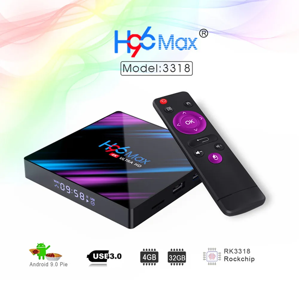 

H96 MAX Plus Android 8.1 TV Box 4GB RAM 64GB ROM Set Top Box RK3328 5G Wifi 4K H.265 BT4.0 smart Media Player pk 8.1 X96 MAX