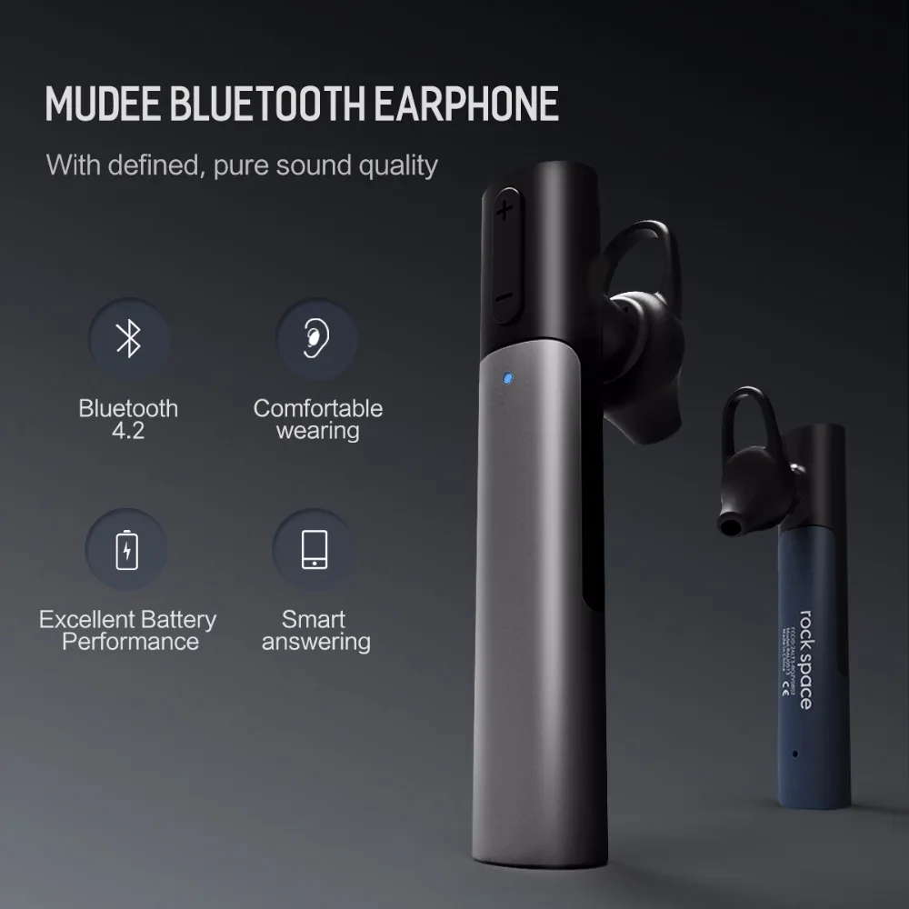 ROCKSPACE New Arrival Business Bluetooth 4.2 Wireless in-ear Earphone Noise Reduction With Microphone Volume Control For Phone