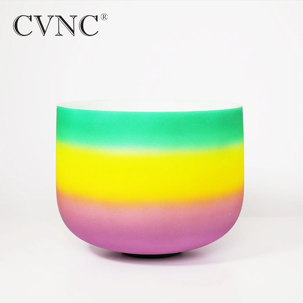 CVNC 6 &quotNote F чакра в форме сердца Радужная чаша цветная матовая кварцевая Поющая с