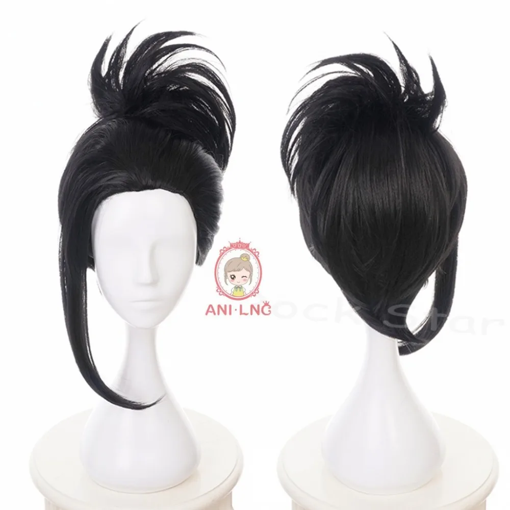 

Anilnc Short Wavy Black Momo Yaoyorozu My hero Academic Synthetic Cosplay Wigs for Cosplayer