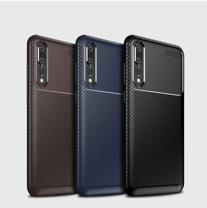 

For huawei P20 Plus carbon fiber Camera Lens TPU Back Cover Case for phone cases