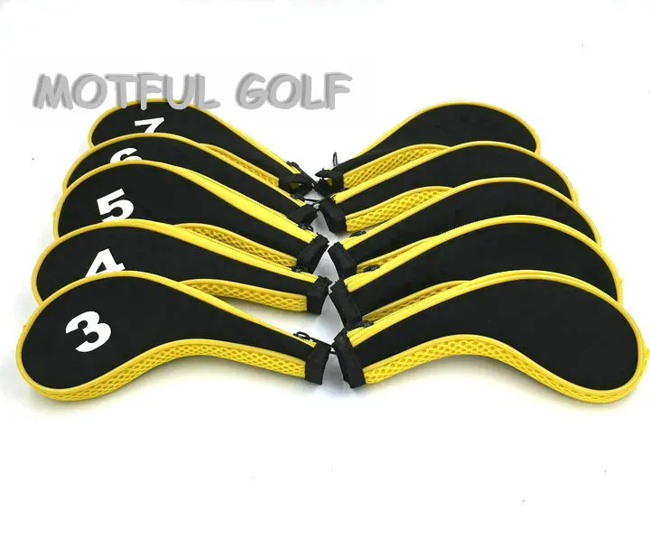 Молния гладильная доска для гольфа набор утюгов крышка головки с молнией 10 шт./упак. Желтый Цвет напечатанный номер
