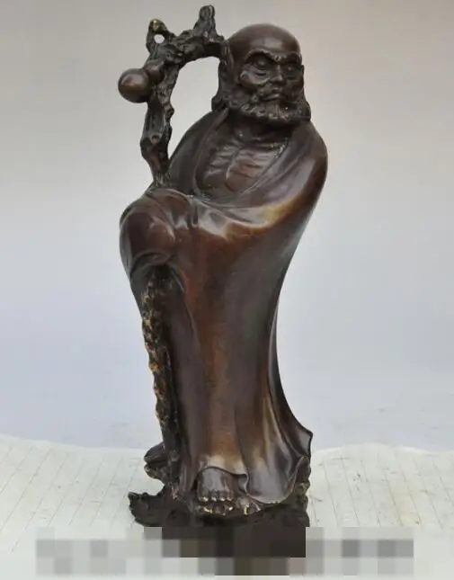 

S05607 10"chinese buddhism bronze Gourd stand Damo Bodhidharma Dharma Buddha statue