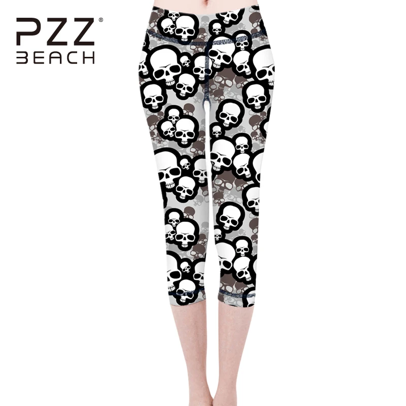 

Sports Pants Skull Pattern High Elastic Leggings Tights Super Stretchy Compression Pants XXL Gym Fitness Workout Trousers