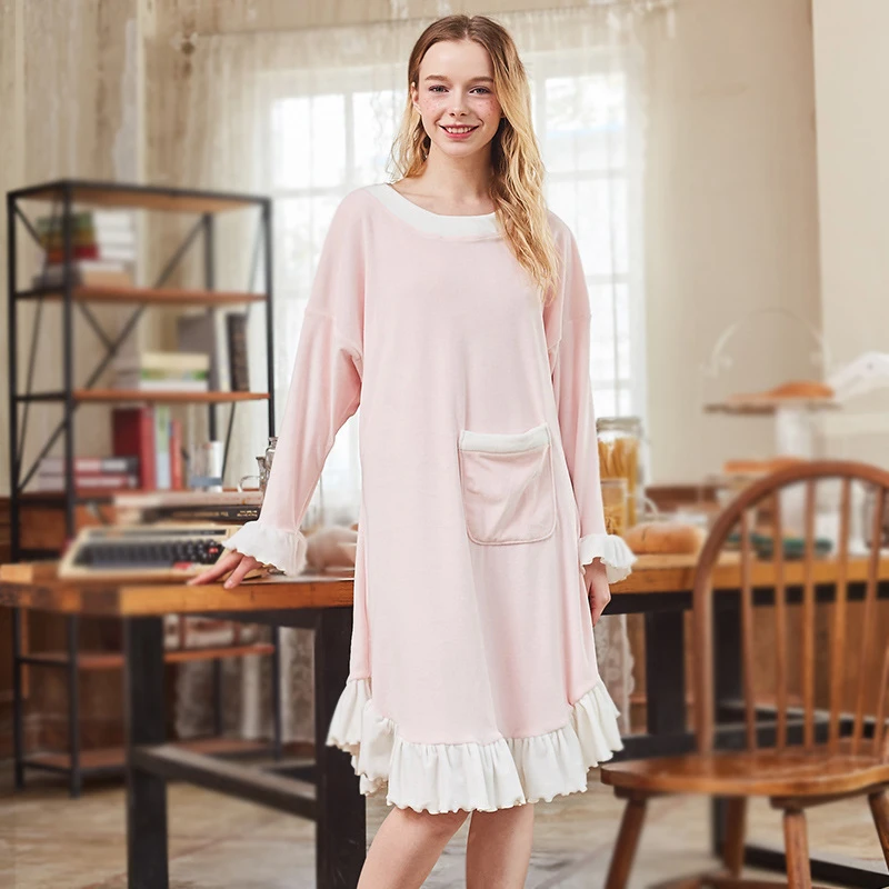 SpaRogerss Velvet Women Nightgown Winter 2017 Brand New Ladies Warm