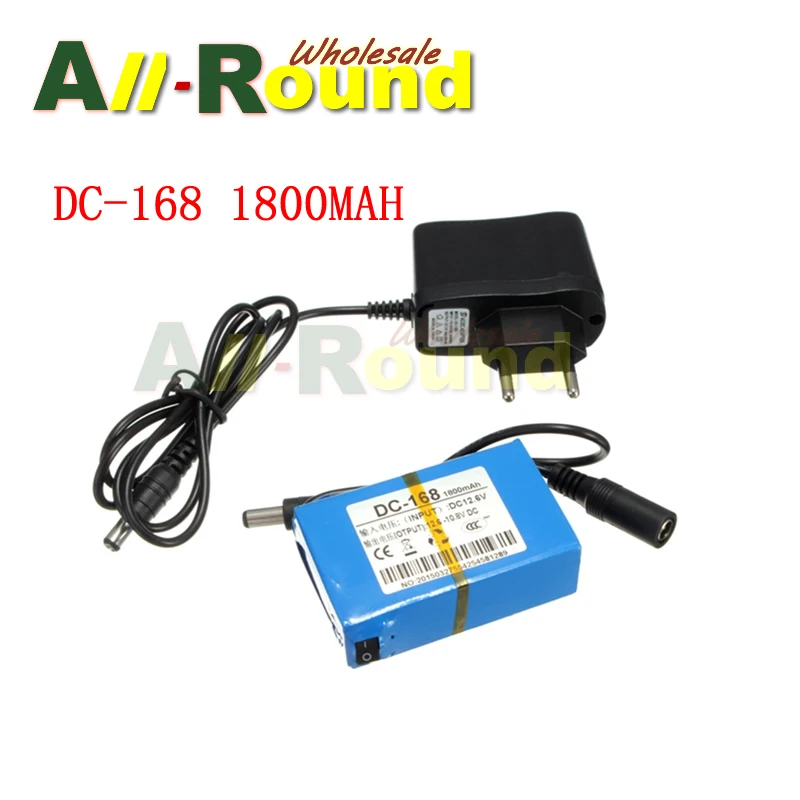 

Wholesale Fedex /UPS Free shipping DC-168 DC 12V 1800mAh rechargeable Li-ion Battery for CCTV camera 50pcs/lot