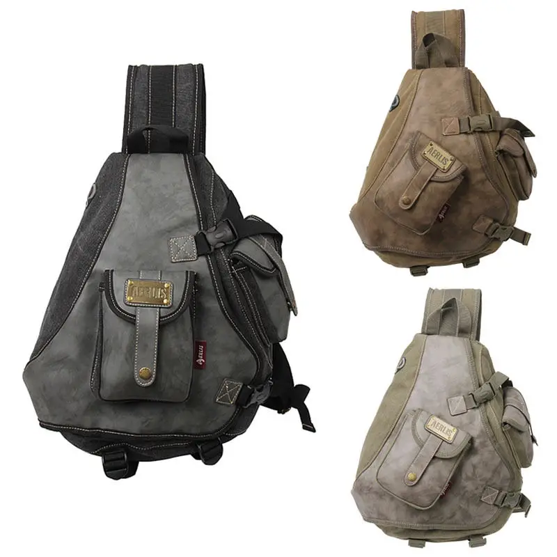 New Men Canvas Sling Chest Bag Vintage Travel High