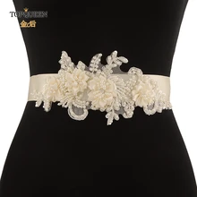 TOPQUEEN S346 свадебный пояс с бахромой свадебный цветок пояс с кристаллами бисером пояс с вышивкой пояс невесты с большим цветок из текстиля