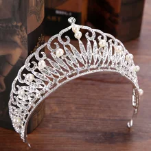 2017 Pearl Water Droplet Crystal Crown Flower Tiara Bridal Hair Jewelry For Women Party Wedding Hair Accessories Headbands Gift