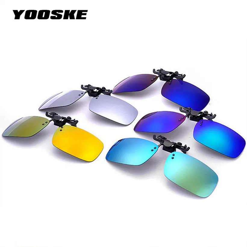 

YOOSKE UV400 Polarized Lens Myopia Clip On Sunglasses Men Women Brand Designer Night Vision Clip On Sun Glasses Flip Up Mirrored