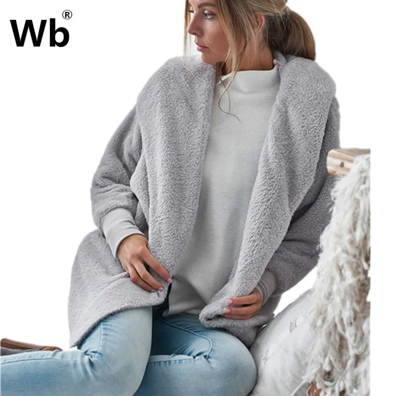 

Autumn Winter Coat 2018 Women's Clothing Sexy Velvet Hooded Loose Open Stitch Coats Womens Jacket Fashion Pink Grey Black Coats