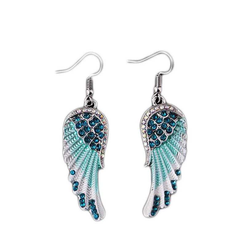 Hot Selling Fashion Angel Wings Crystal Drop Earrings