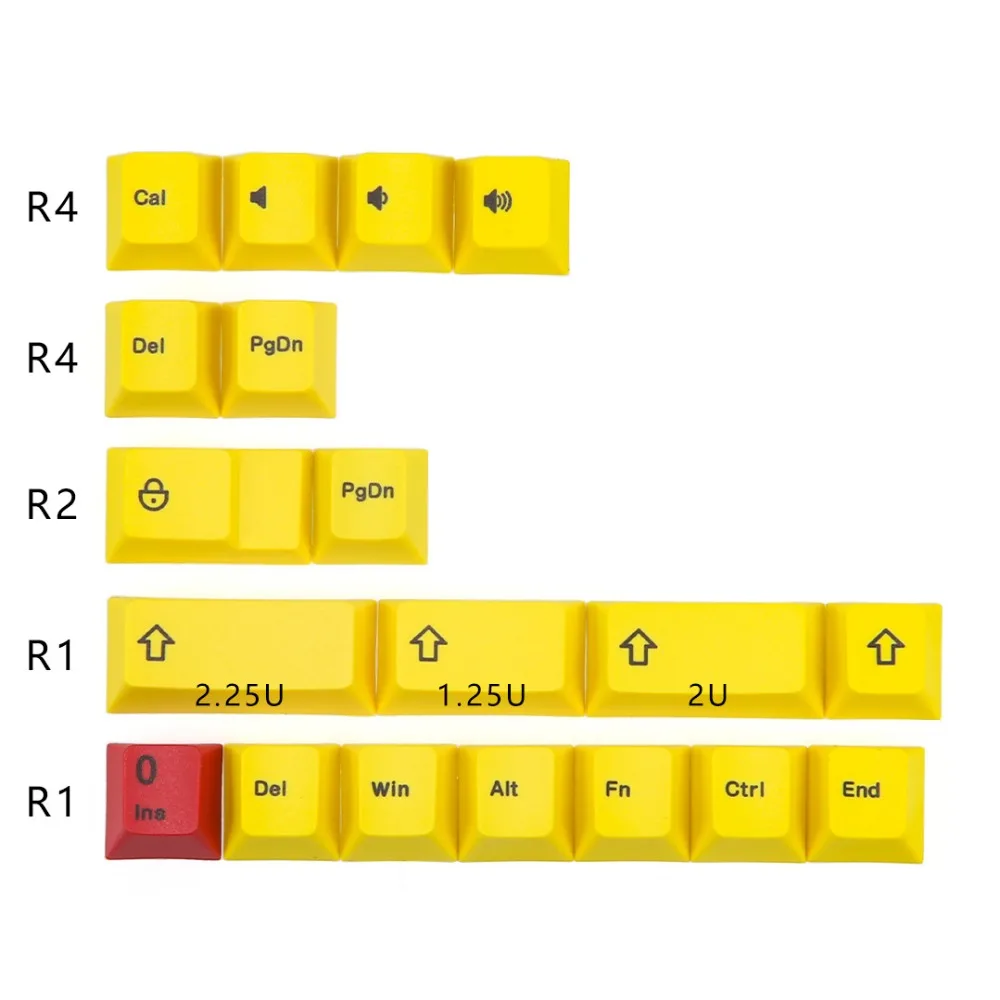 Желтые и красные брелки Вишневый профиль краситель-подложка PBT 123 клавиши для вишневой механической клавиатуры подходят GK64 TADA68