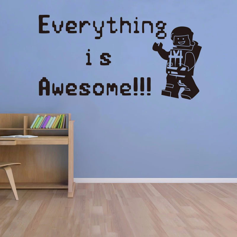 Lego Wall Sticker Vinyl Decal Quote Everything is Awesome Home Decor Wall Mural Art Wallpaper
