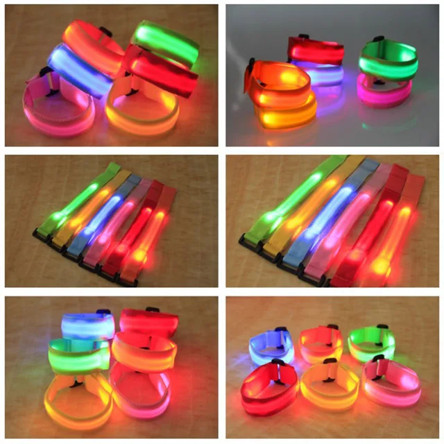 2 Pcs LED Flashing Wrist Band Bracelet Arm Belt Light Up Glow Dance Party Decor LBShipping