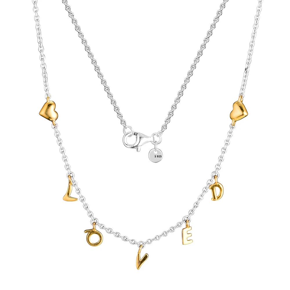 

Loved Script Shine Necklaces 100% 925 Sterling Silver Jewelry Free Shipping