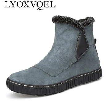 

Warm Plush Men's Ankle Boots Autumn Winter Genuine Leather Men Waterproof Snow Boots M472