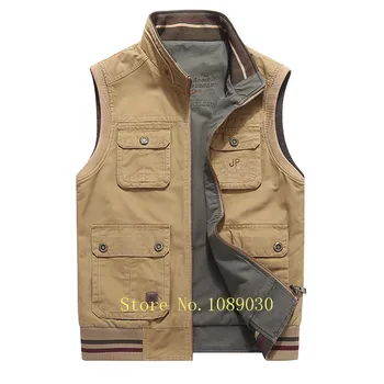 

Plus Size 8XL Military Vest Men Stand Collar Cotton Embroidery Reversible Vest Army Tactical Sleeveless Jacket Colete Masculino