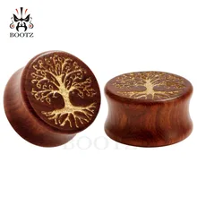 Kubooz красный сандаловое дерево с золотым деревом дизайн пирсинг в уши, туннели и пробки в тело ювелирные изделия плоти датчики расширитель пара