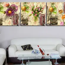 5D DIY Алмазная картина европейские цветы, фото на заказ полная круглая Алмазная вышивка крестиком Алмазная мозаика Триптих Декор