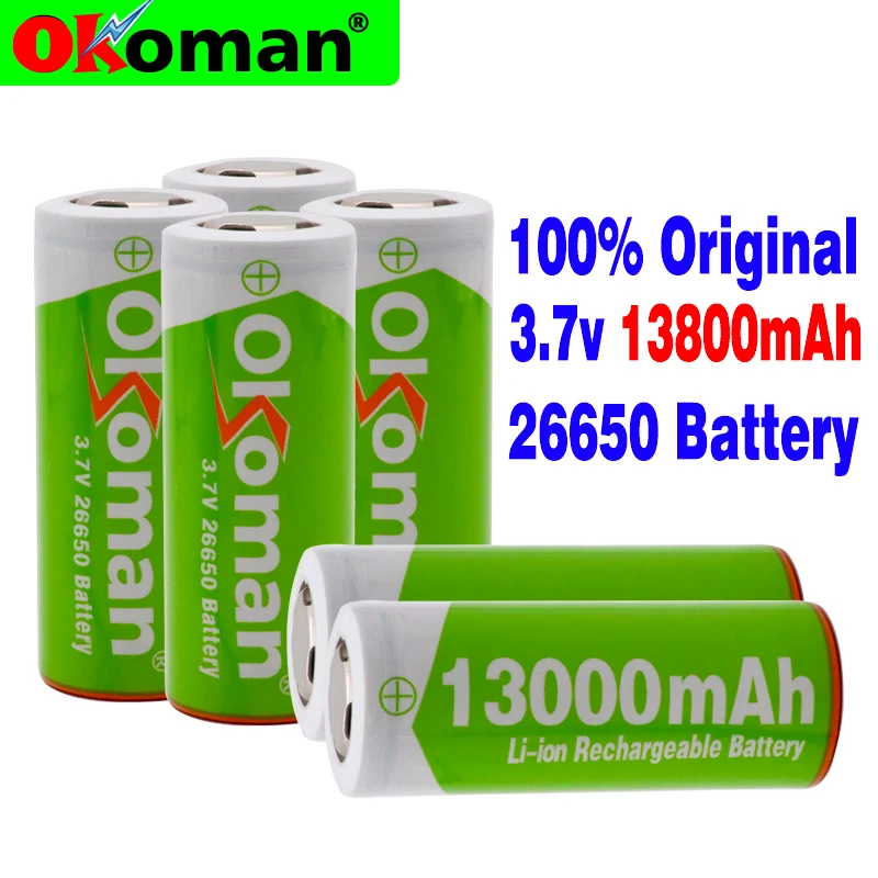 

1-6PCS 3.7V 26650 Battery 13000mAh Li-ion Rechargeable Battery For LED Flashlight Torch Li-ion Battery accumulator battery