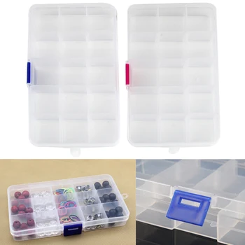 

Plastic Adjustable Jewelry Organizer Box Display Holder Earring Case 15 Compartments