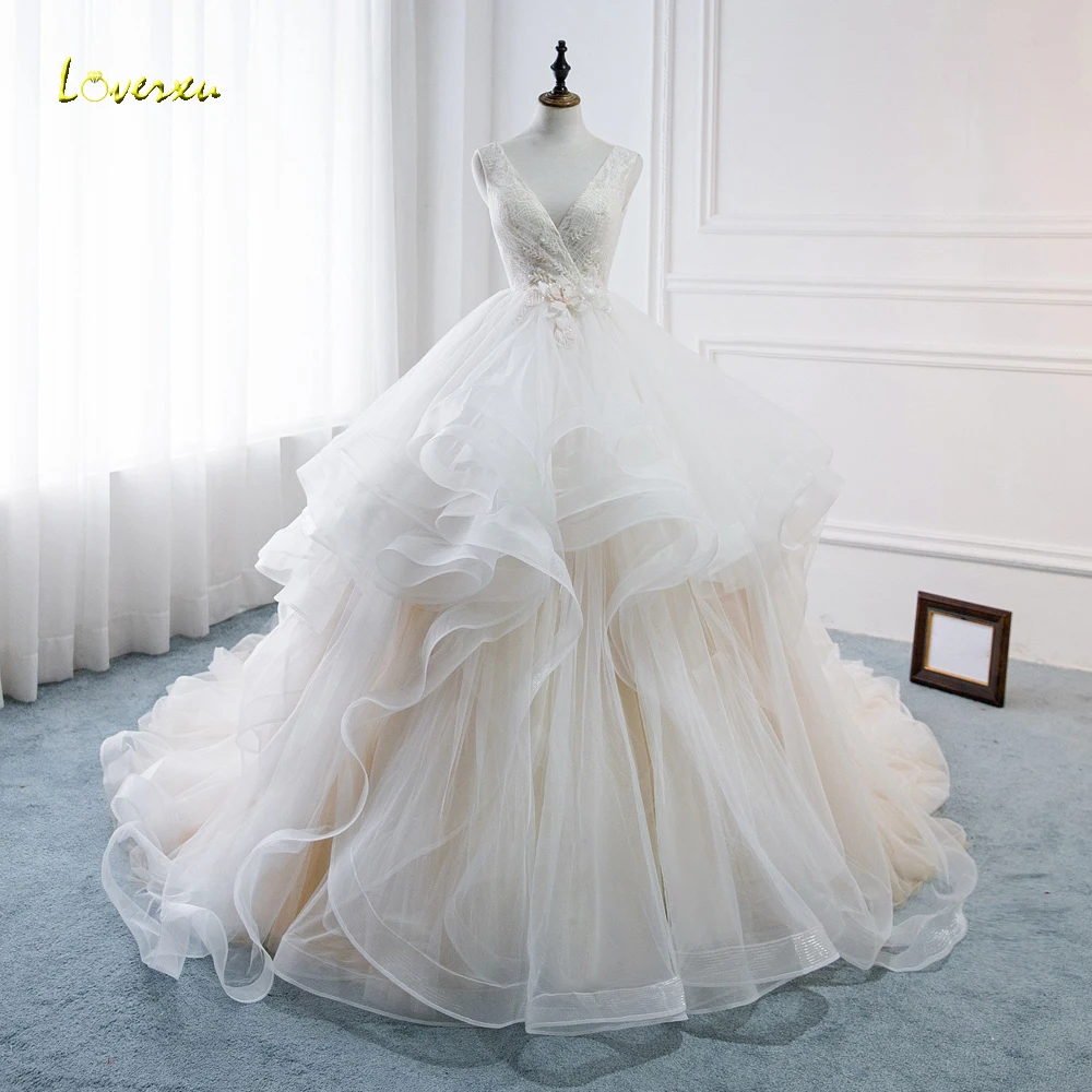 Свадебное платье Loverxu Vestido De Noiva бальное с оборками элегантное винтажное