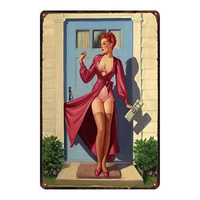 Pin Up Girl Оловянная металлическая табличка, металлическая винтажная настенная табличка для паба, кафе, магазина, домашний художественный декор, железный плакат, Куадрос, DU-2280 - Цвет: DU2293