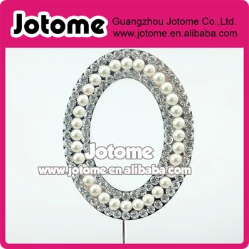 

Free shipping 7CM Sparkle Silver Plated Rhinestone Pearl Number 0 Cake Topper for Wedding Anniversary/Birthday Party