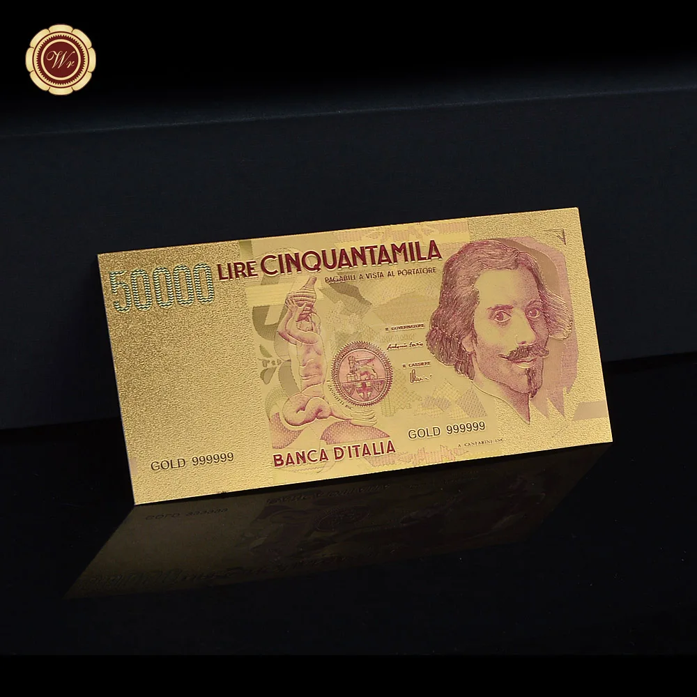 Китайский производитель, металлическая Золотая фольга, Банкнота,, 100 тысяч лир, итальянская цветная Золотая банкнота для коллекции
