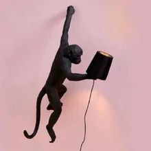 Постмодерн промышленная белая лампа в форме обезьяны из смолы освещение детская комната черная обезьяна огни настенный светильник подвесной светильник домашний декор