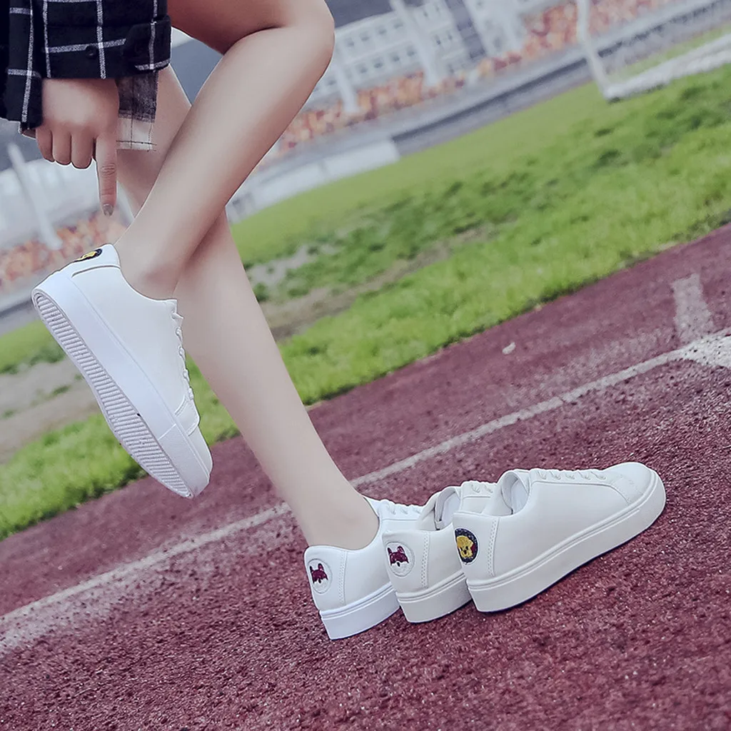 

New Store chaussures femme Women Round Toe Student Sneakers Lace-Up Flats Cross-Strap Casual Sport Shoeszapatillas mujer @#40