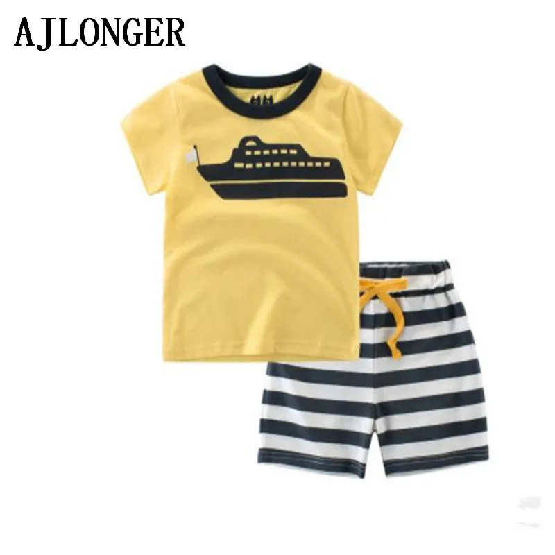 

2017 Baby Boys Sets Summer Boys Sets Clothes T shirt+Short Pants Cotton Sports Printed Set Children Suit