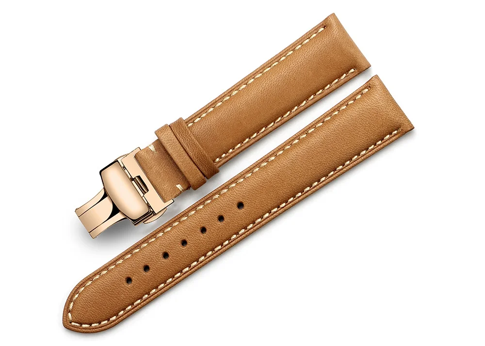 CHIMAERA ремешок для часов 18 мм 19 мм 20 мм 21 мм 22 мм кожаный ремешок для часов Omega Breitling Tissot Seiko - Цвет ремешка: Brown with tan