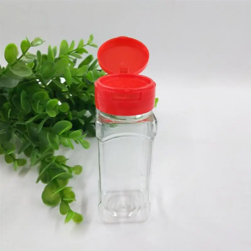 ROSENICE 6pcs Plastic Seasoning Bottle Spice Pot Pepper Shakers Salt Jar Condiment Can Cruet for Barbecue Kitchen(Red