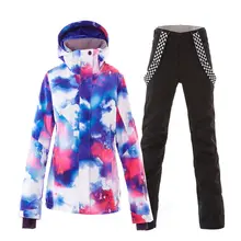 SMN Новая женская Снежная одежда костюм для сноубординга наборы 10 к водонепроницаемая ветрозащитная зимняя верхняя одежда лыжная куртка и ремень штаны для сноуборда