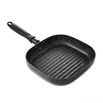 

Stripes Grill Pan Aluminum Alloy Steak Frying Pan with Non-stick Coating 22*24cm Induction Cooker/gas Stove Square