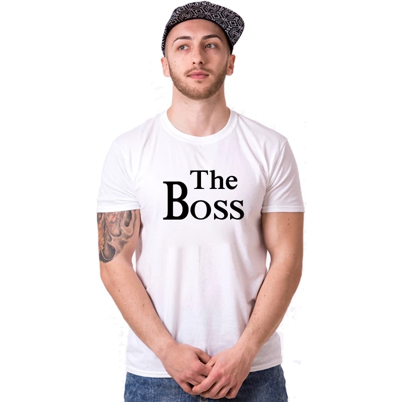 Футболка BLWHSA для влюбленных и пар женская мужская футболка с принтом Real Boss