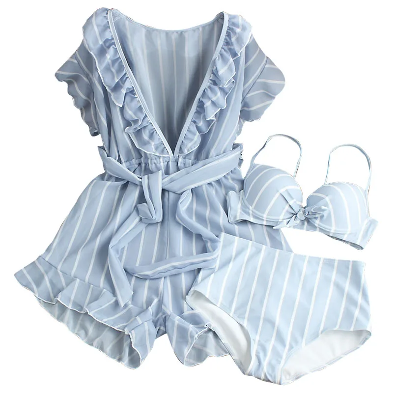 Bikini New Striped Print 2018 Bikini Women Dress Swimsuit Straps Swimsuit Summer Beach Female Sexy Swimwear