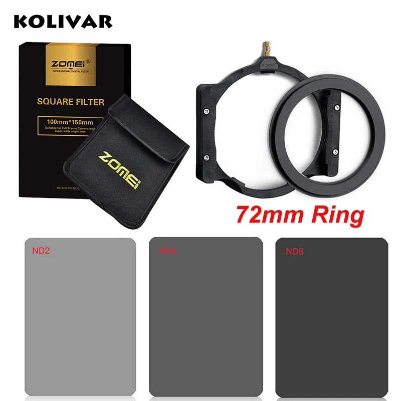 

Zomei 150*100mm Square Filter Kit Full Neutral Density ND2+ND4+ND8+Multifunctional Filter Holder+Adapter Ring for Cokin Z