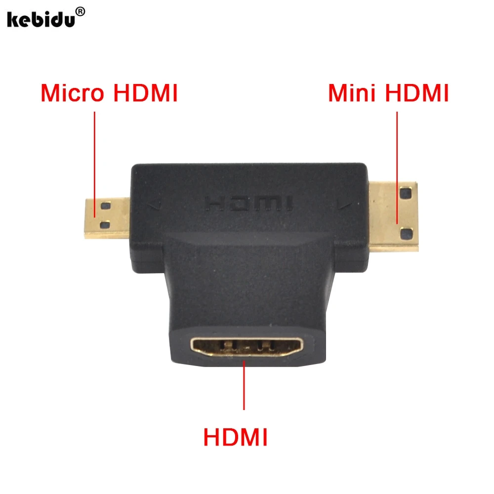 Kebidu 30 шт. 3 в 1 V1.4 1080 P HDMI типа «мама»; to Mini/Micro HDMI Мужской коннектор переходник конвертер T Тип/D/C/A для HDTV