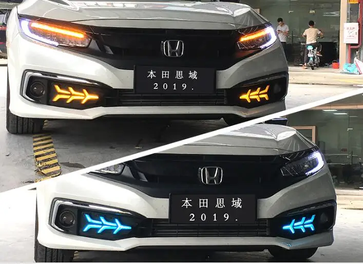 Дневной ходовой светильник для Honda Civic светодиодный DRL противотуманный фонарь с динамической поворотной сигнальной лампой для новой модификации Civic для стайлинга автомобилей