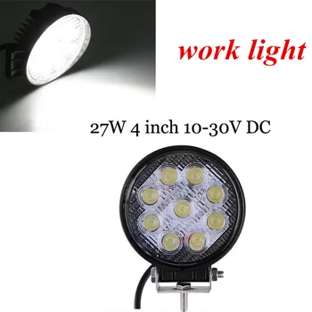 

free shipping 4inch 27W LED work light lamp round Flood beam Off Road fog light ATV Tractor Train Bus Boat 4x4ATV