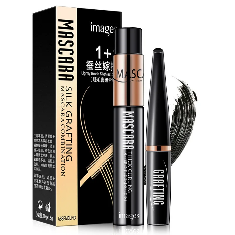 

IMAGES Brand 2 in 1 false eyelashes + Mascara 3D Fiber Makeup eyelashes Lengthening mascara Volume Express Maquiagem Eyelash