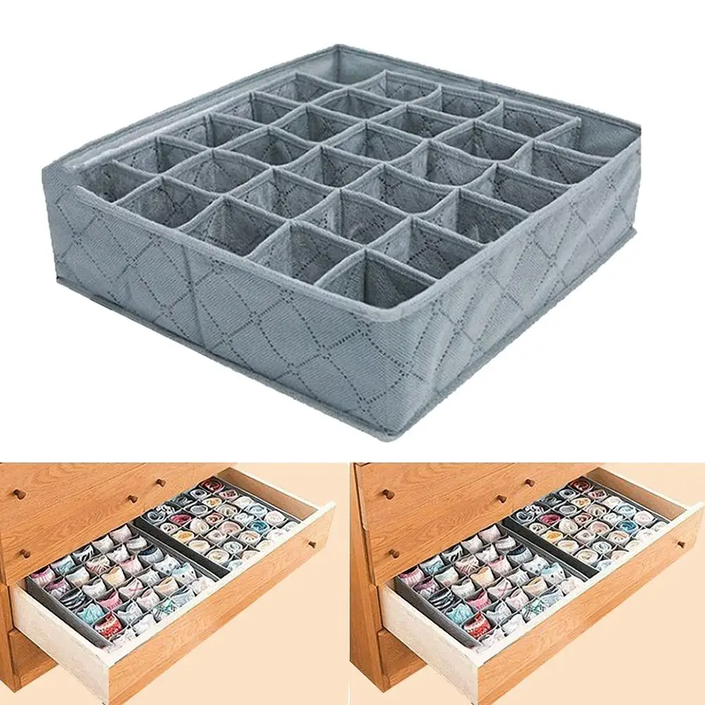 Bamboo Charcoal Underwear Storage Box 30 Compartments 11L Disassemble Separable Innovative Storage Bags Storage Organizers